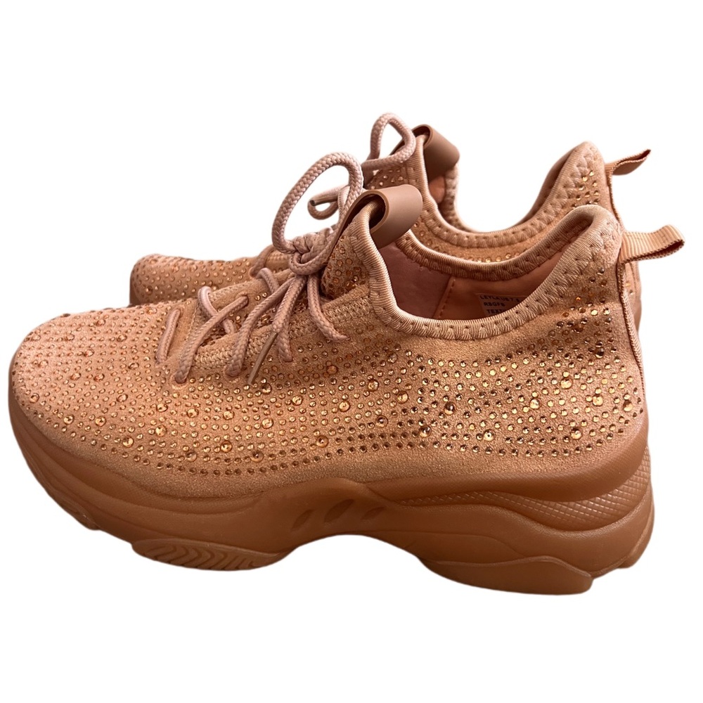 Women's Tan Sneakers with Rhinestone Detailing